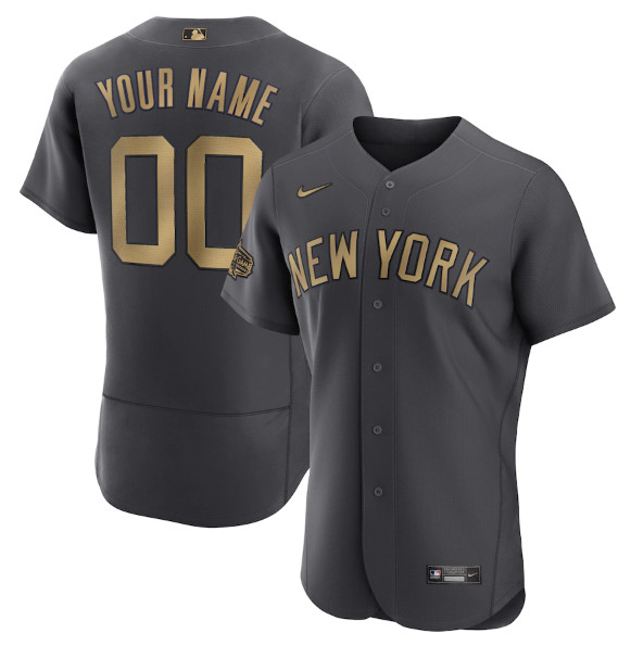 Men's New York Yankees Active Player Custom 2022 All-star Charcoal Flex Base Stitched Baseball Jersey